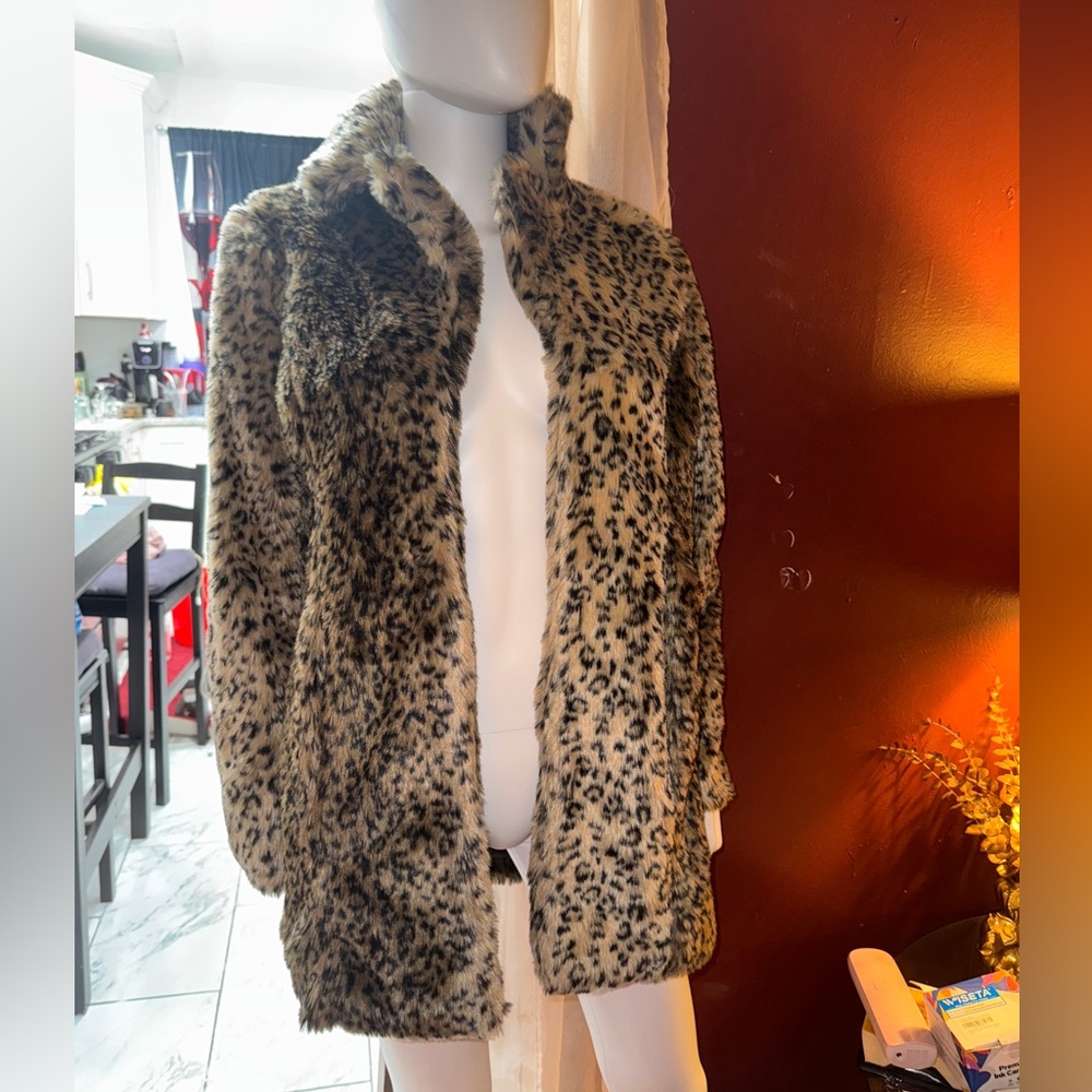 Nasty Gal Leopard Animal Print Jacket Open Front Coat Women’s Size Medium